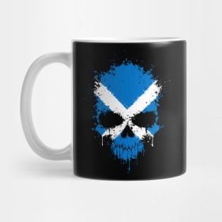 Chaotic Scottish Flag Splatter Skull Mug